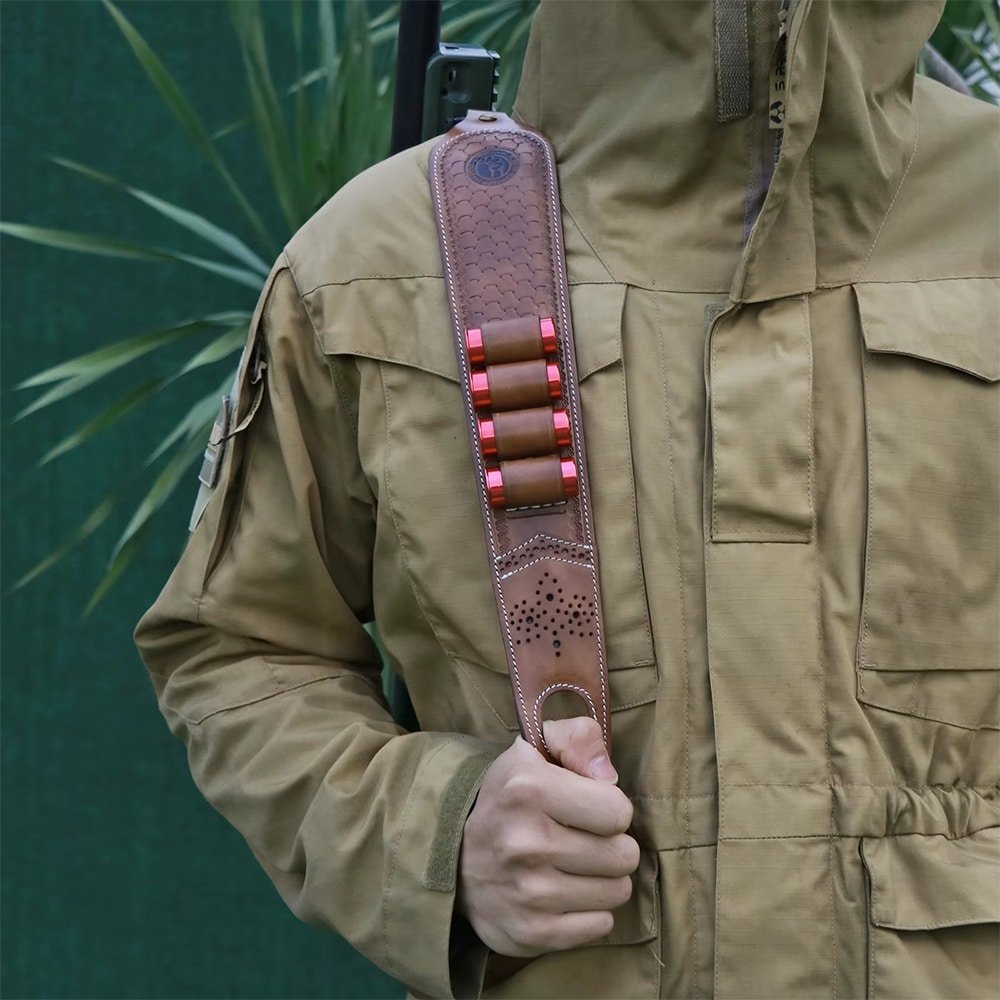 Bandolera de cuero para rifle con agujero para el pulgar - Imagen 6