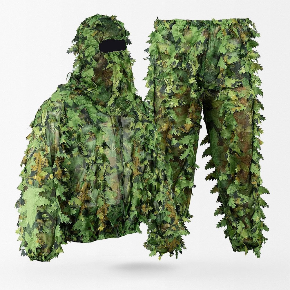 Traje ghillie de hojas biónicas con pasamontañas