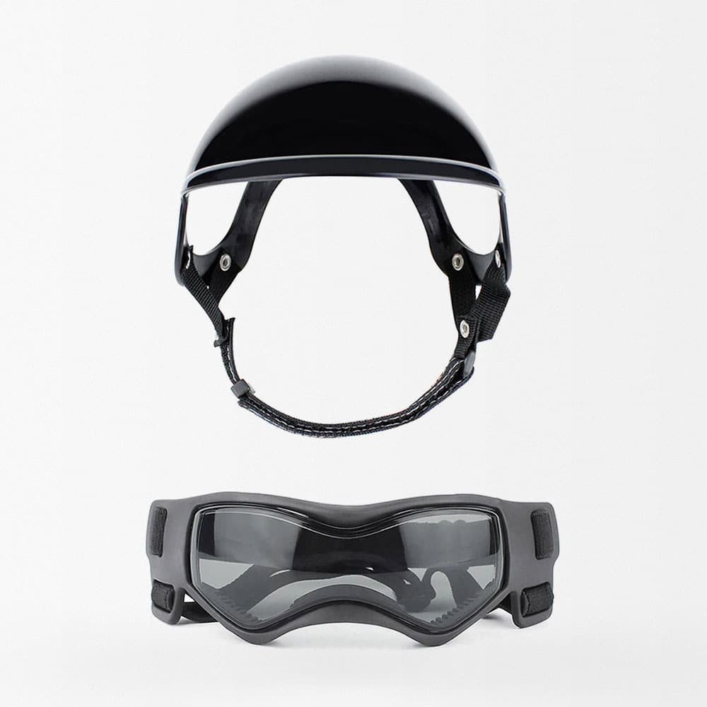 Casco táctico y gafas para perros